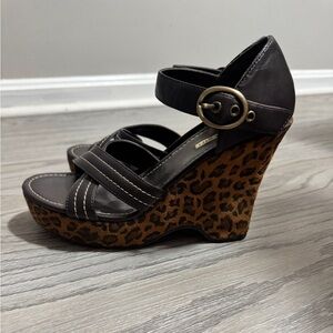 Vintage Y2K Tommy Girl Leopard Print Wedge Sandals